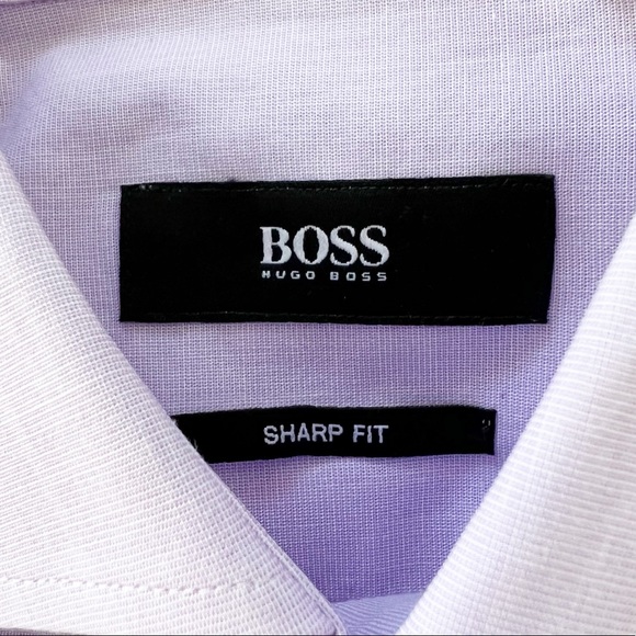 Hugo Boss Sharp Fit Lavender Long Sleeve Button Down Shirt Size 15 - Picture 5 of 10